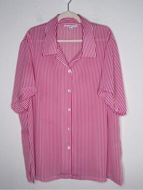 NWOT Josephine Chaus Woman Bold Pink Stripe Top Oversized Plus Tunic Length
